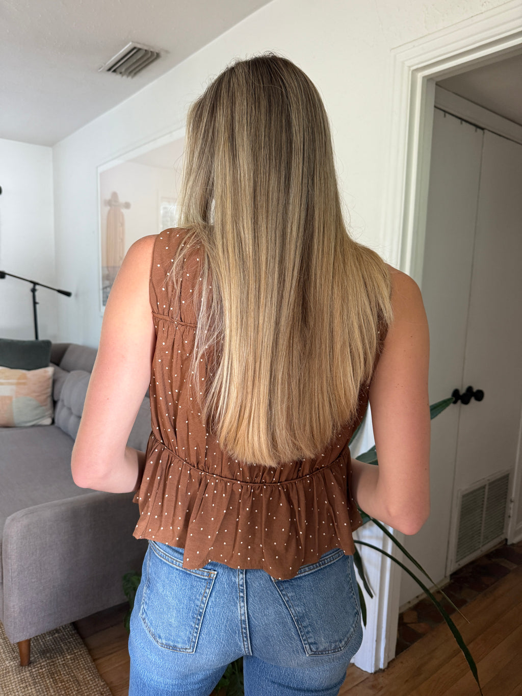 Melinda Brown Polka Dot Sleeveless Top