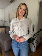 Violetta White Buttoned Long Sleeve Top