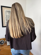 Callahan Striped Cotton Long Sleeve Top (Brown)