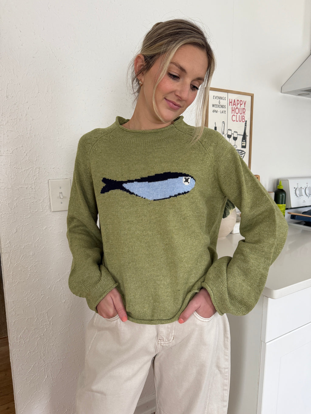 Things Between Poppy Sardine Green Knit Oversized Sweater
