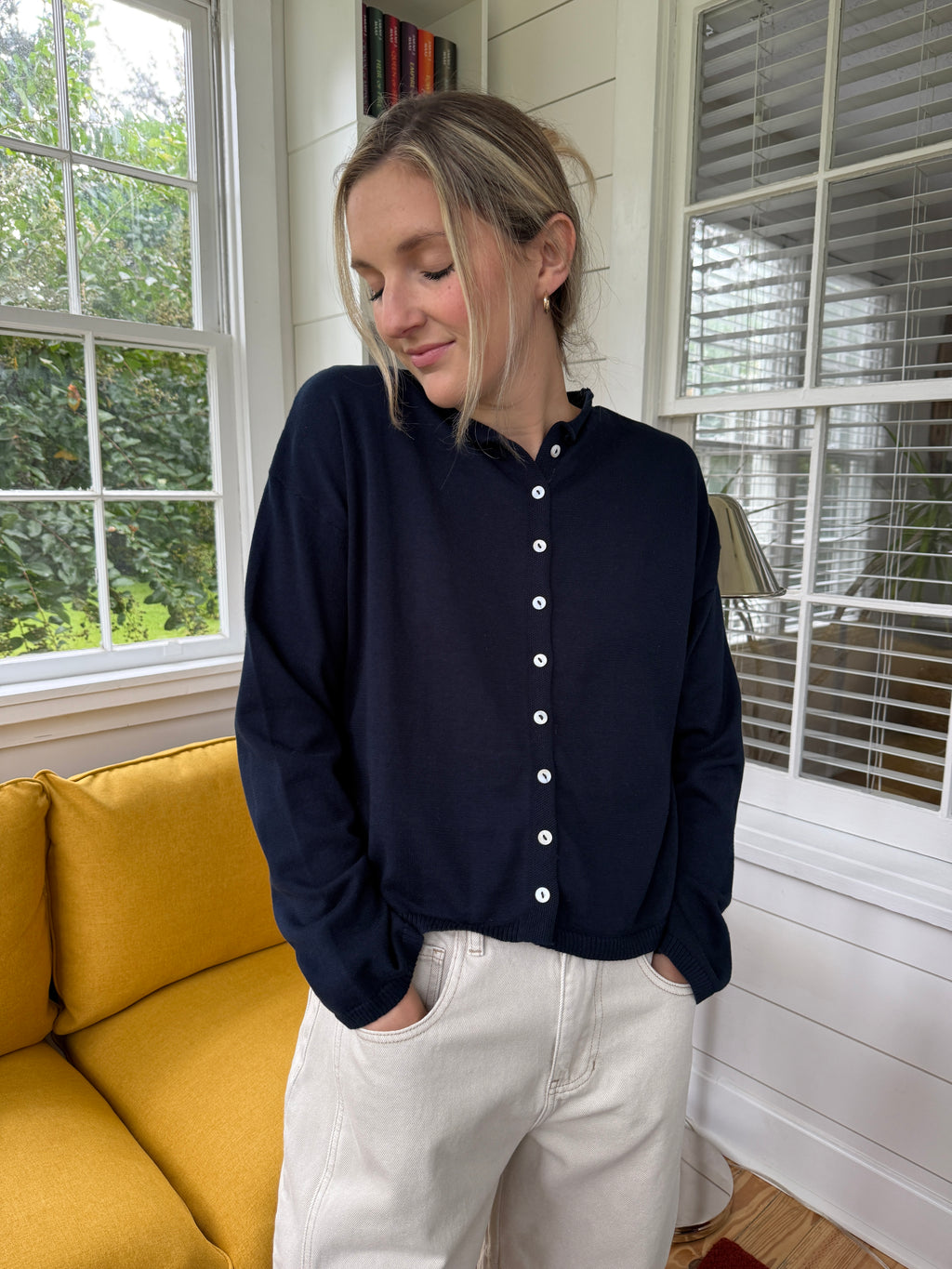 Things Between Toby Buttoned Cardigan Top (Navy)