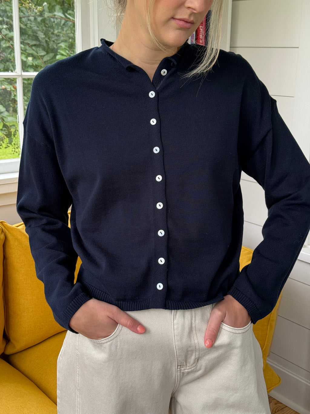 Things Between Toby Buttoned Cardigan Top (Navy)