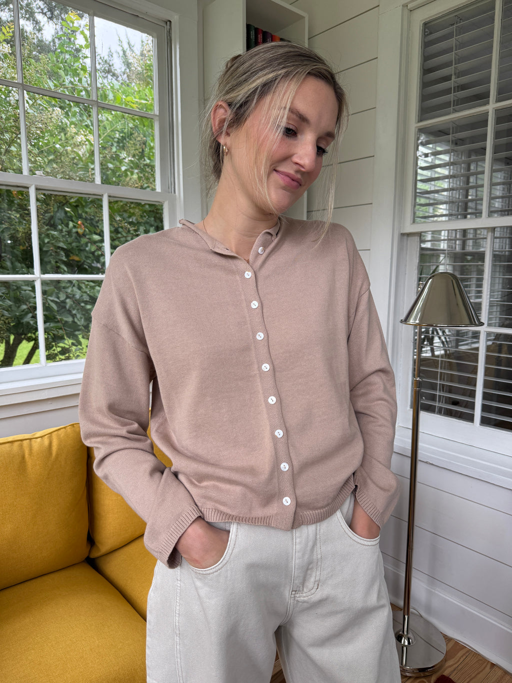 Things Between Toby Buttoned Cardigan Top (Beige)
