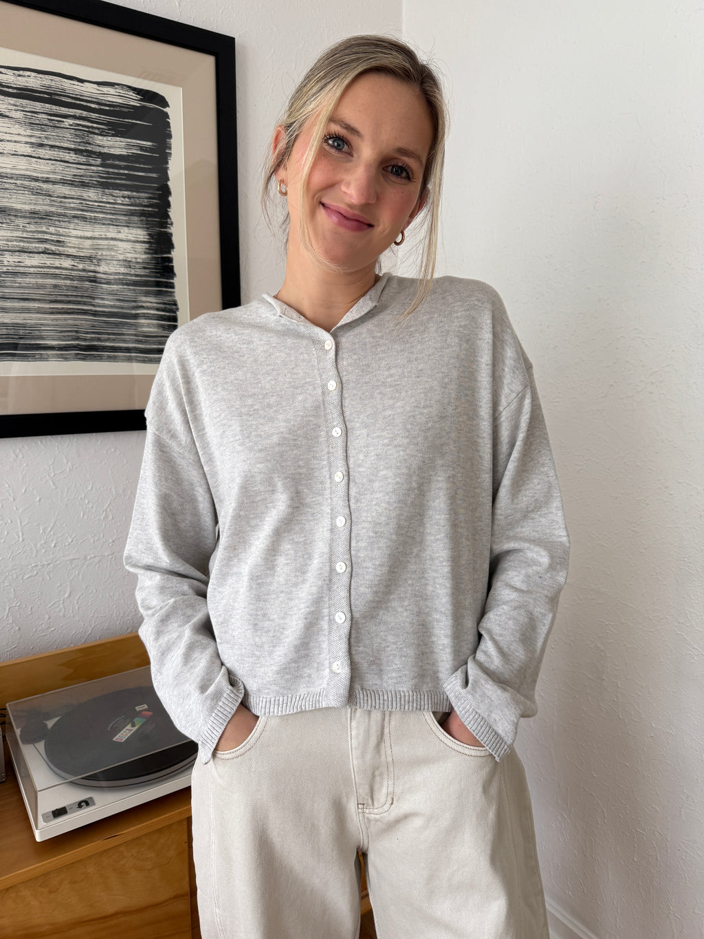 Things Between Toby Buttoned Cardigan Top (Grey)