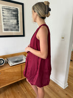 Sophie the Label Burgundy Poplin Bubble Hem Mini Dress