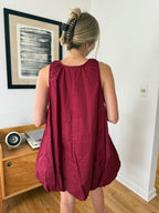 Sophie the Label Burgundy Poplin Bubble Hem Mini Dress