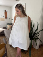 Miou Muse Rachel White Pintuck Tank Mini Dress