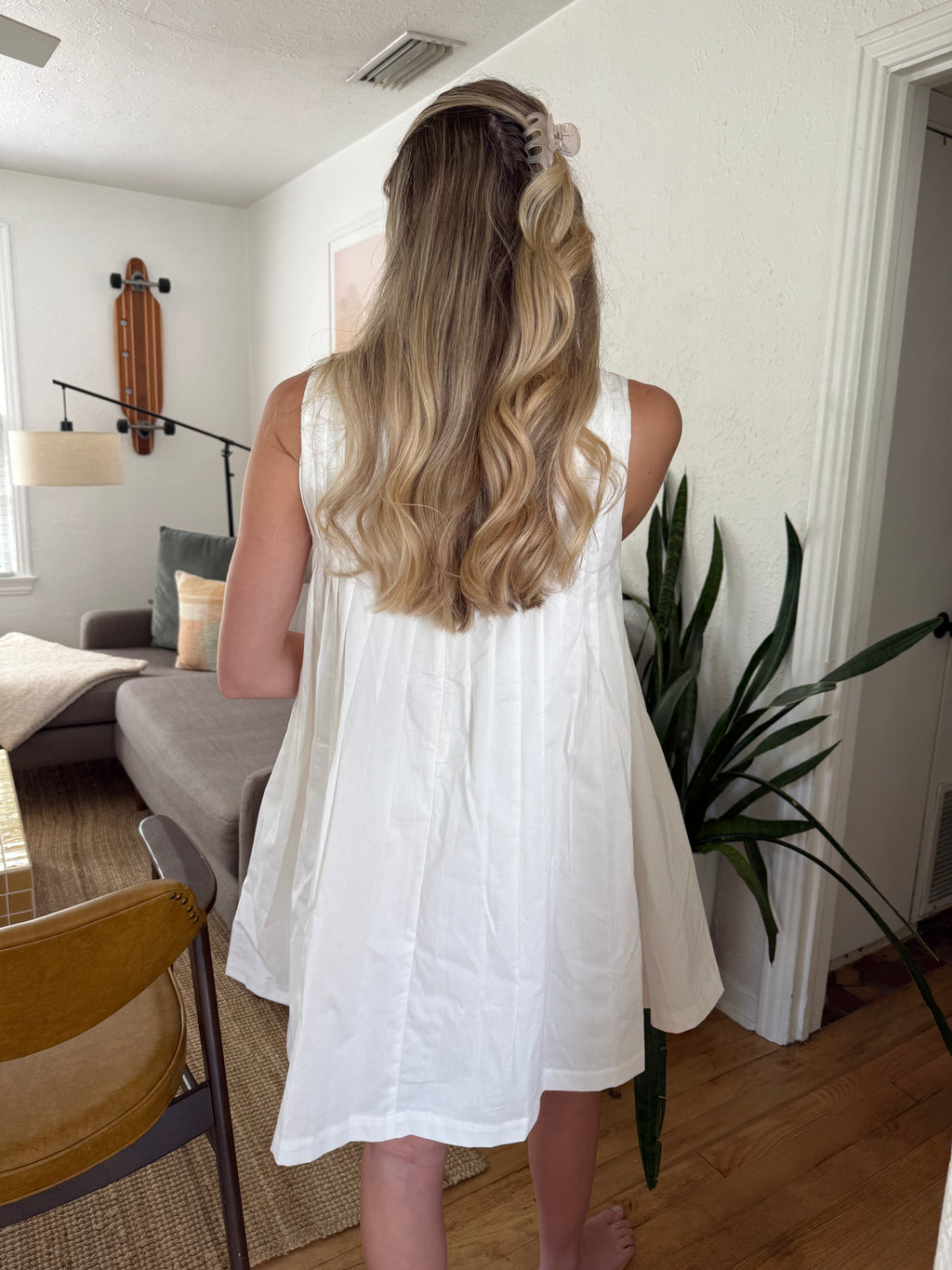 Miou Muse Rachel White Pintuck Tank Mini Dress