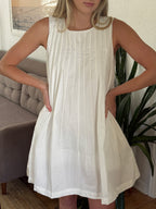 Miou Muse Rachel White Pintuck Tank Mini Dress