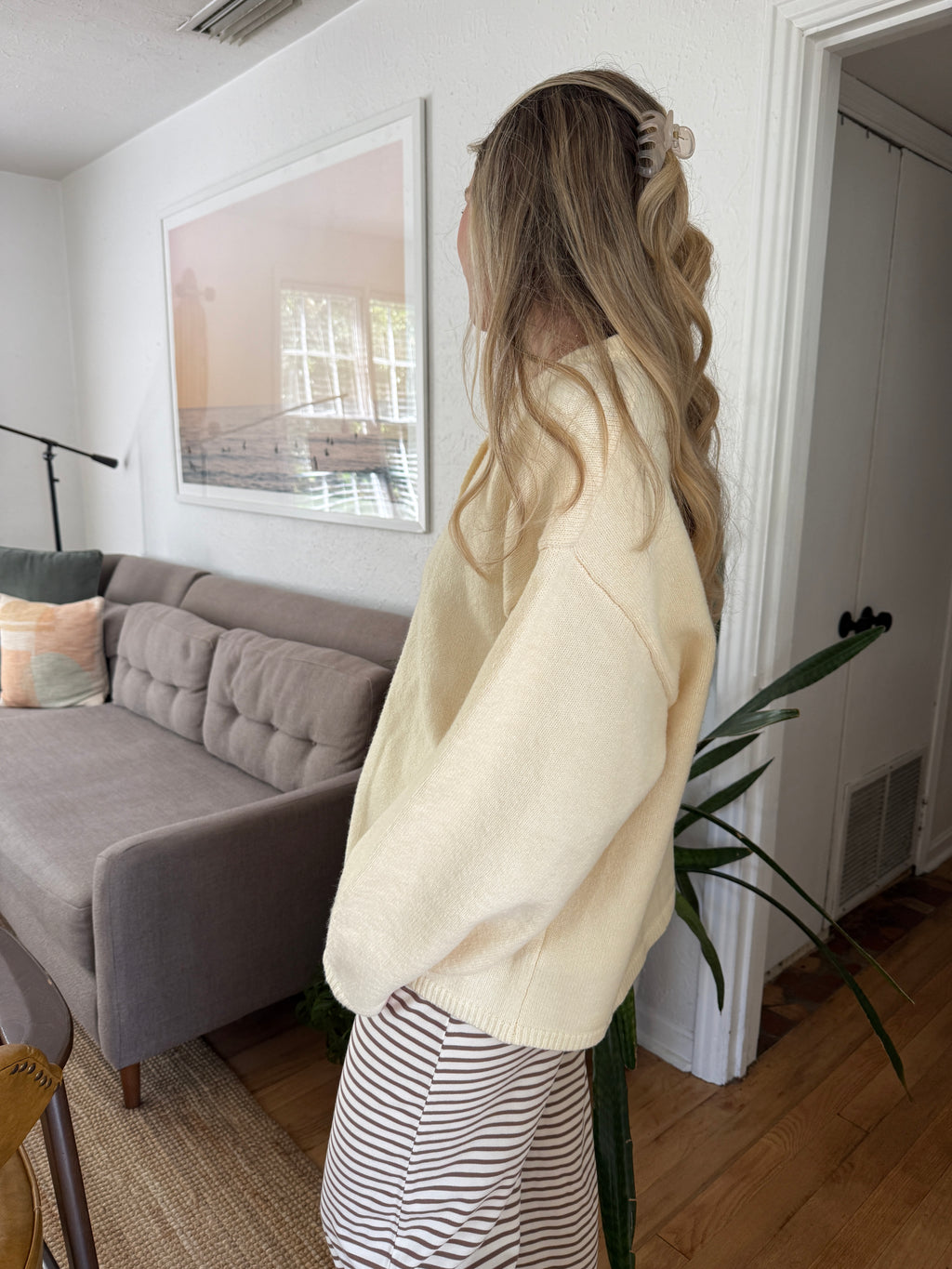 Things Between Ryan Oversized Button Knit Cardigan (Butter)
