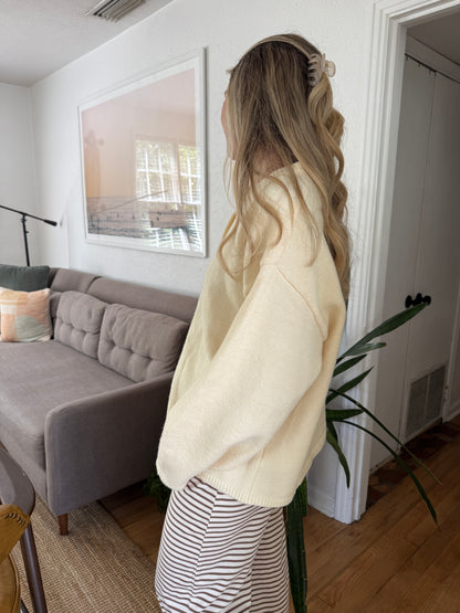 Things Between Ryan Oversized Button Knit Cardigan (Butter)