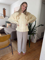 Things Between Riley Cream and Brown Striped Cotton Pants