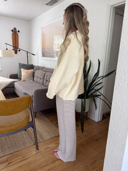 Things Between Riley Cream and Brown Striped Cotton Pants