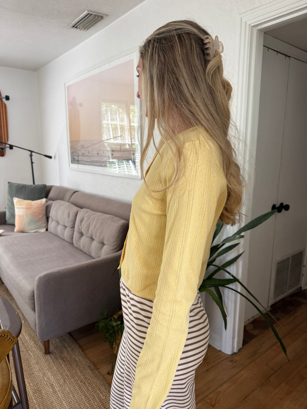 Things Between Rory Pointelle Knit Cardigan (Butter)