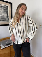 Miou Muse Rylie Striped Button Down Cotton Shirt