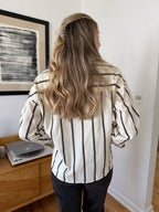 Miou Muse Rylie Striped Button Down Cotton Shirt