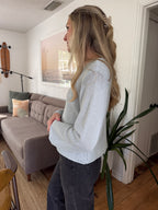 Ruth Woven Knit Keyhole Sweater (Light Blue)