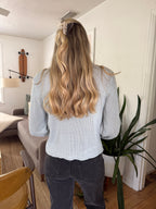 Ruth Woven Knit Keyhole Sweater (Light Blue)