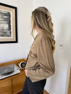 Miou Muse Remi Faux Suede Buttoned Crop Jacket