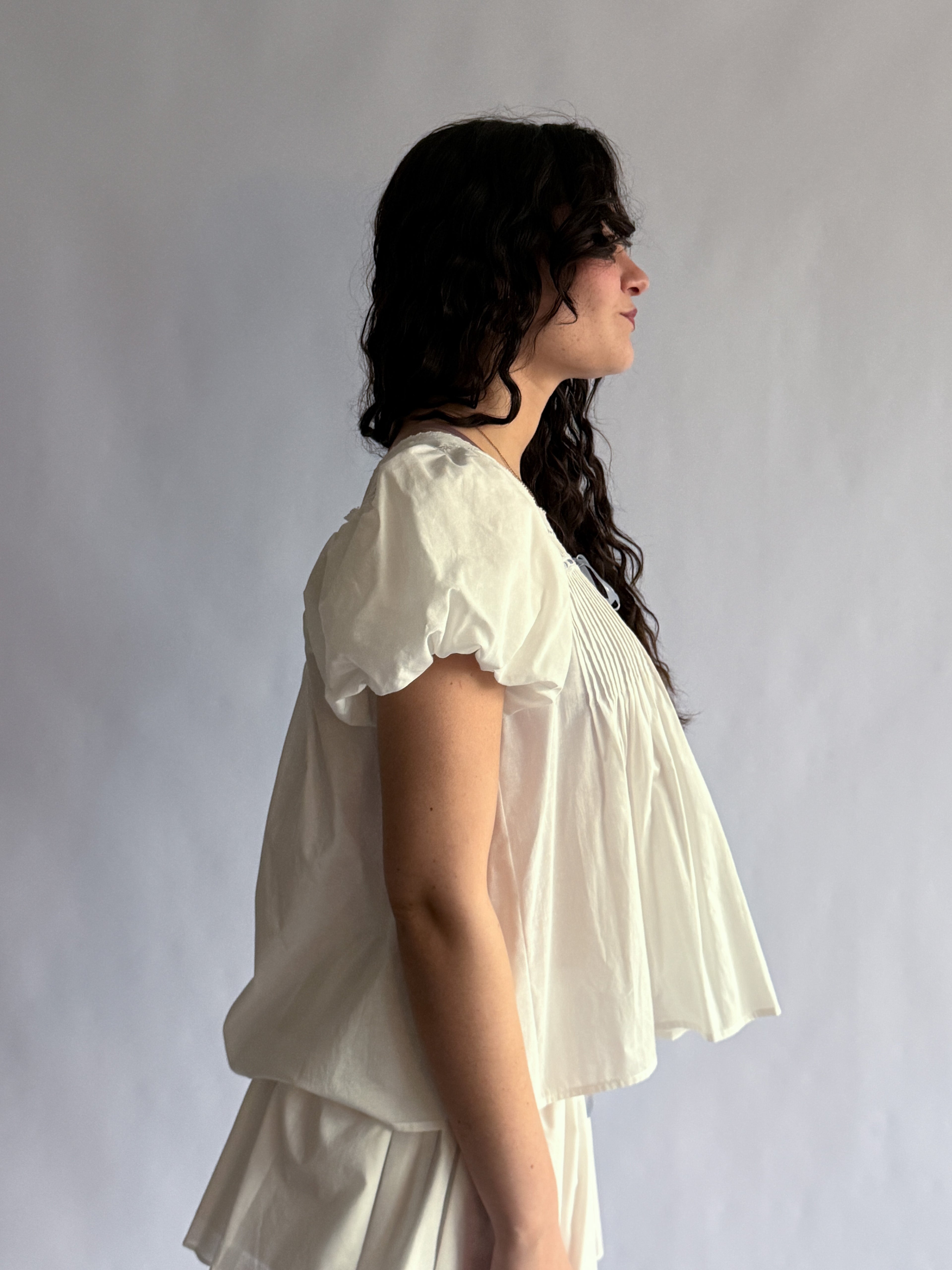 Sofie the Label Lana White Cotton Lace Babydoll Top