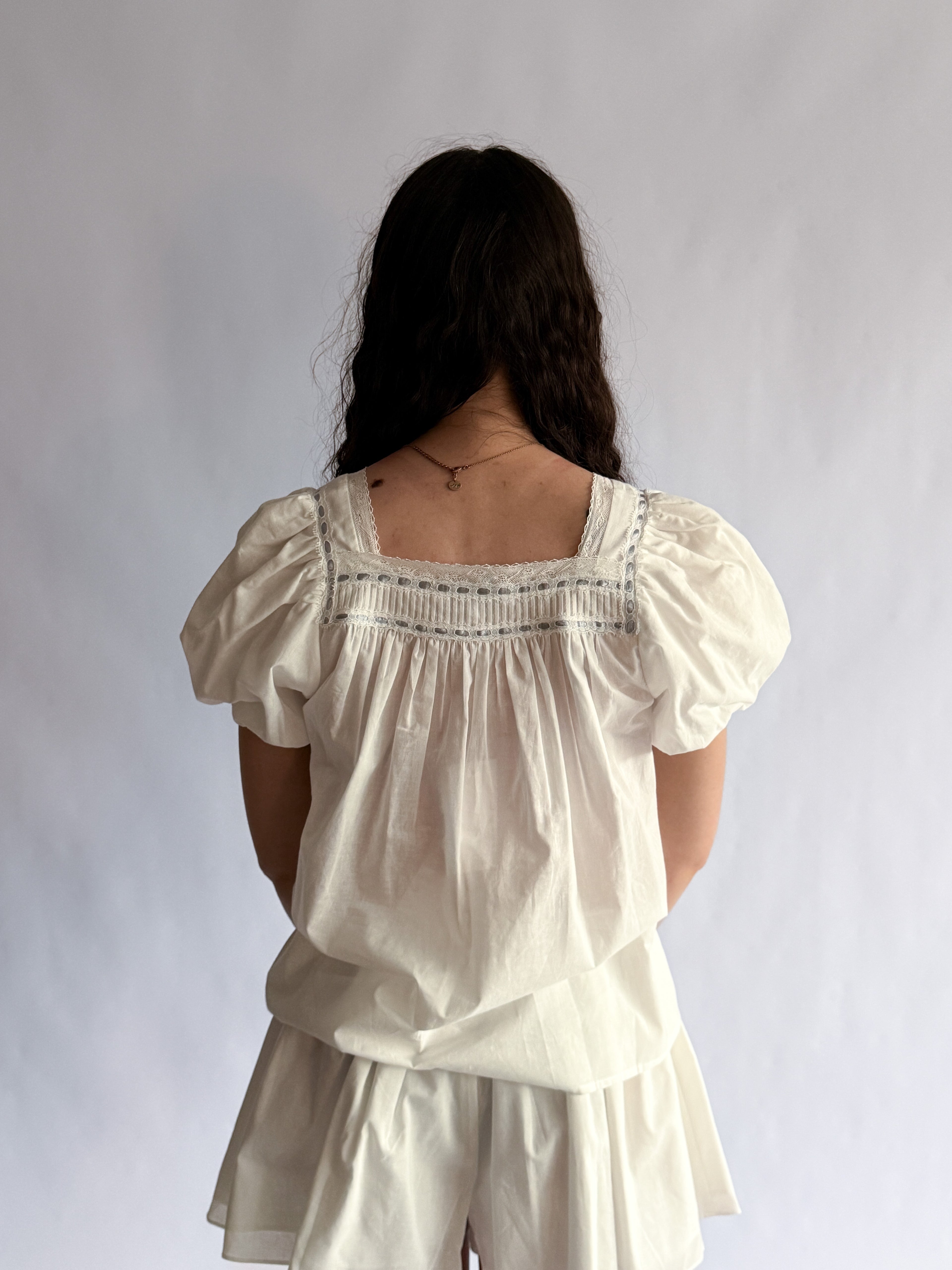 Sofie the Label Lana White Cotton Lace Babydoll Top