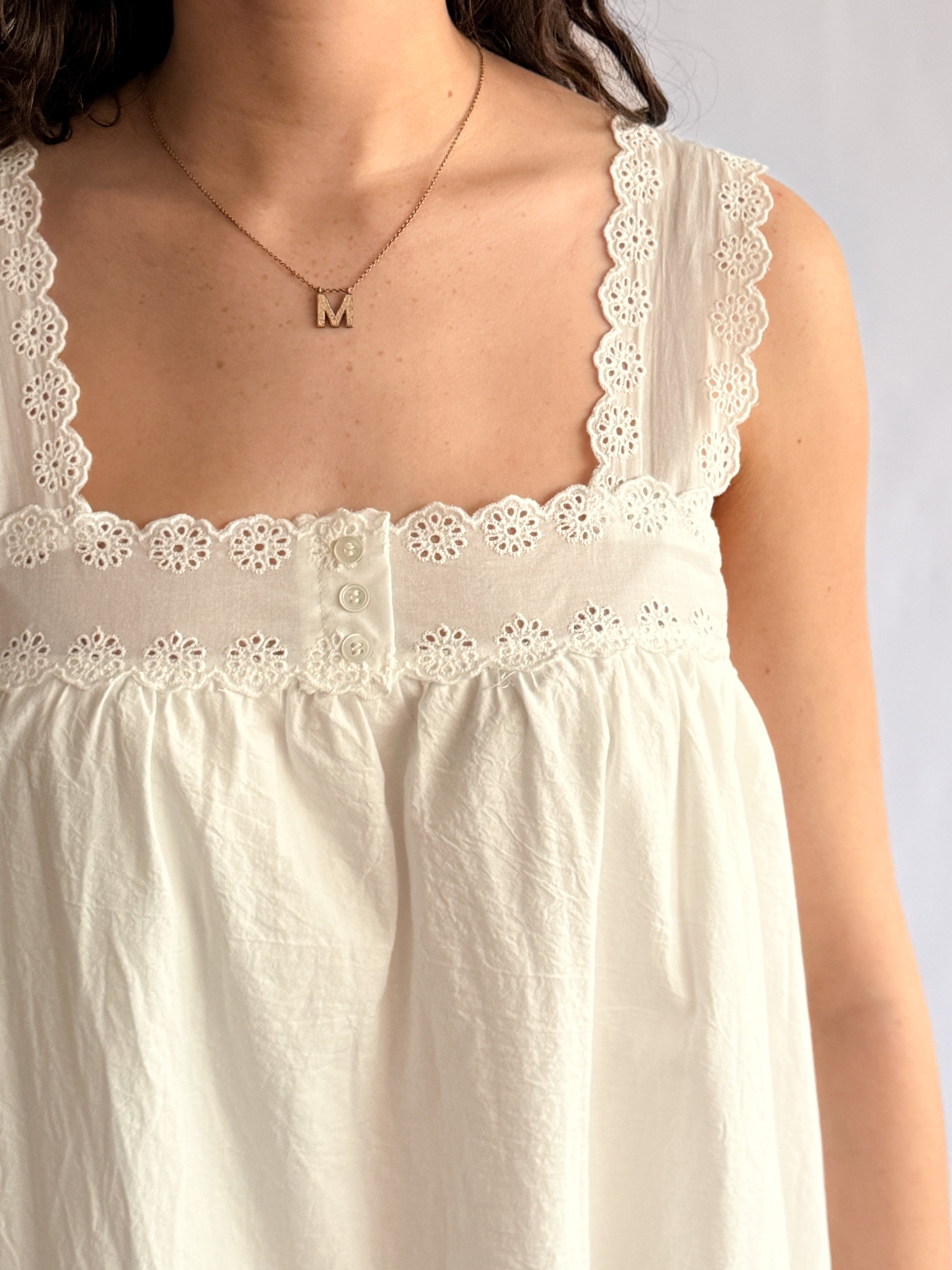 Things Between Lennon White Eyelet Tunic Mini Dress