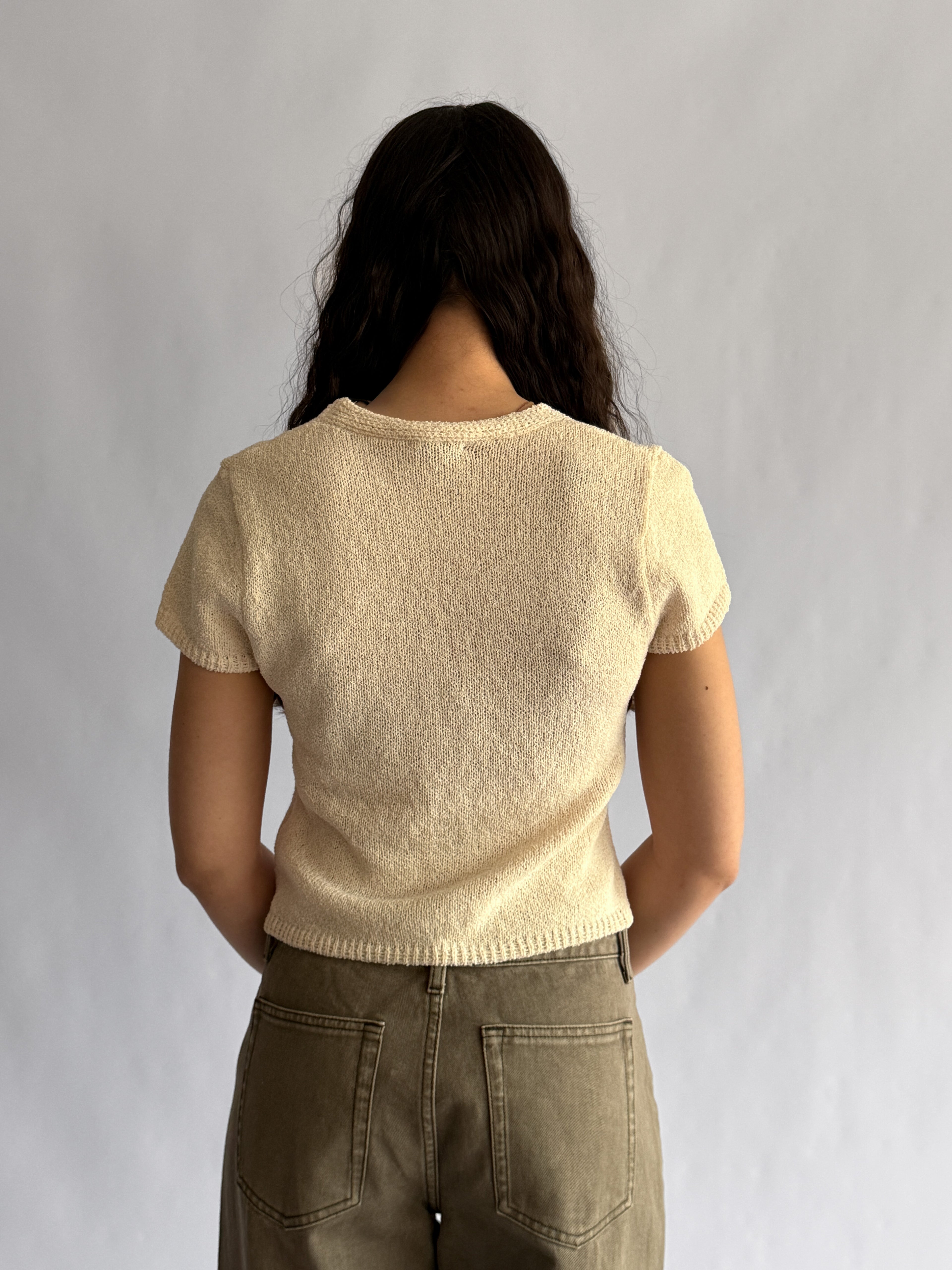 Miou Muse Lucia Cream Cap Sleeve Knit Top