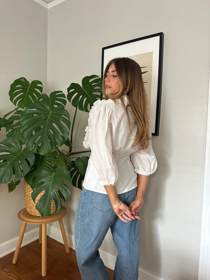Sofie the Label Maggie White Button Peasant Top (M)