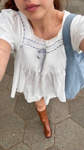 Sofie the Label Lana White Cotton Lace Babydoll Top