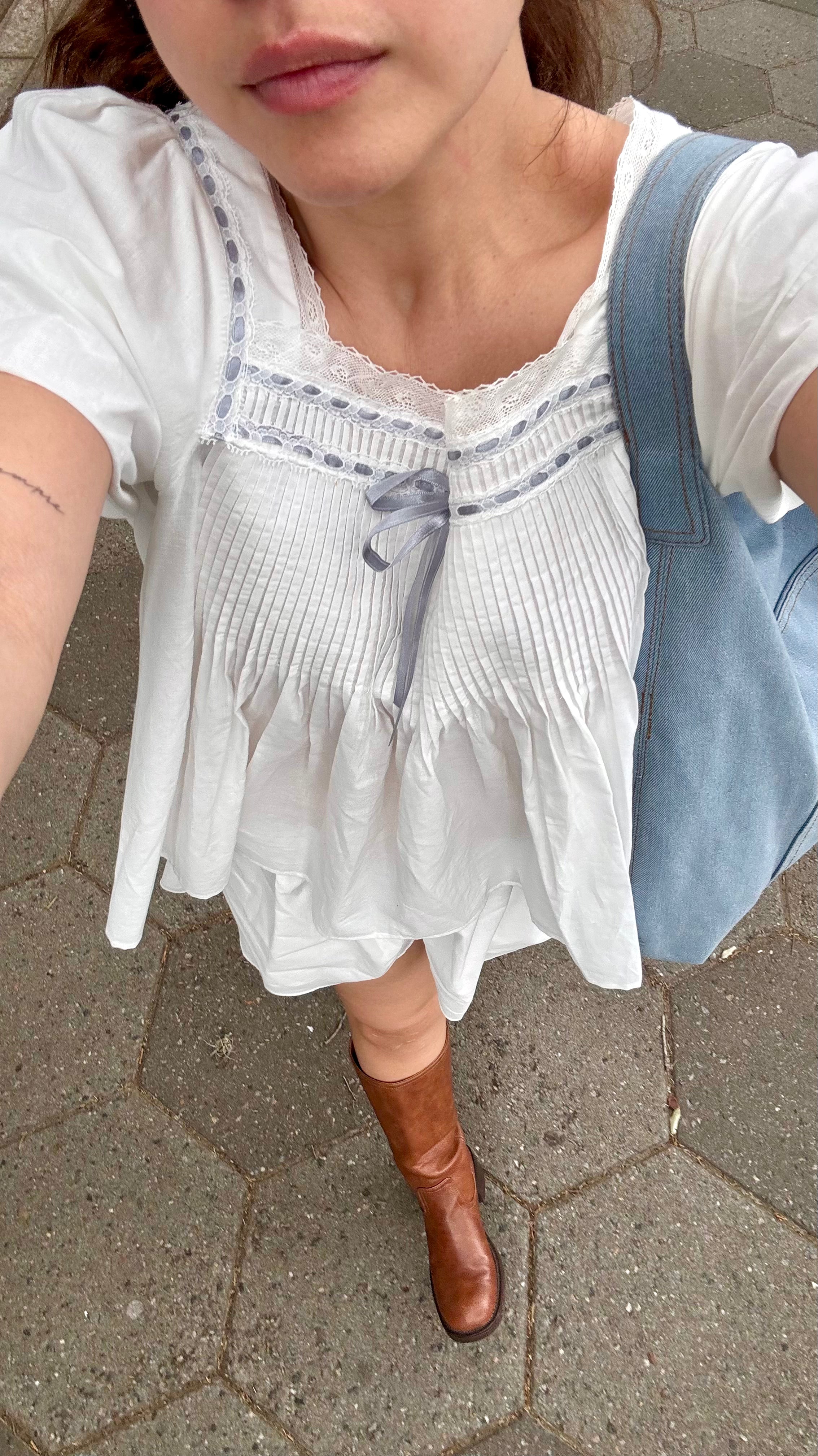 Sofie the Label Lana White Cotton Lace Babydoll Top
