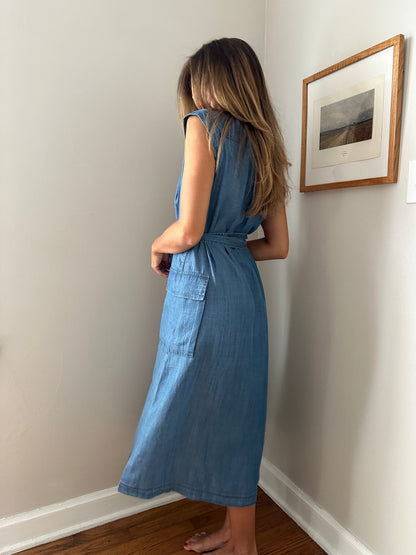 Current Air Bea Chambray Buttondown Shirt Midi Dress