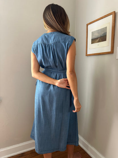 Current Air Bea Chambray Buttondown Shirt Midi Dress