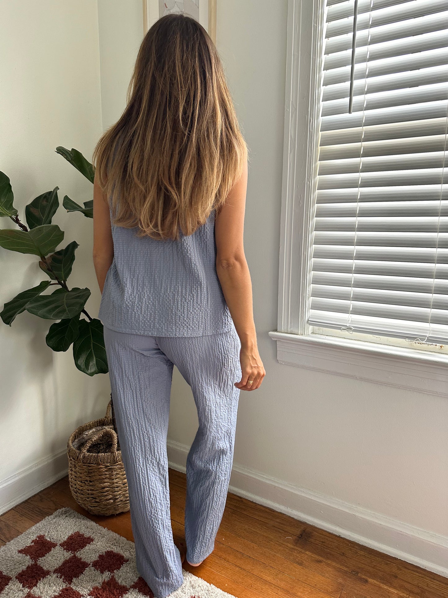 Things Between Blair Blue Crinkle Straight Pants