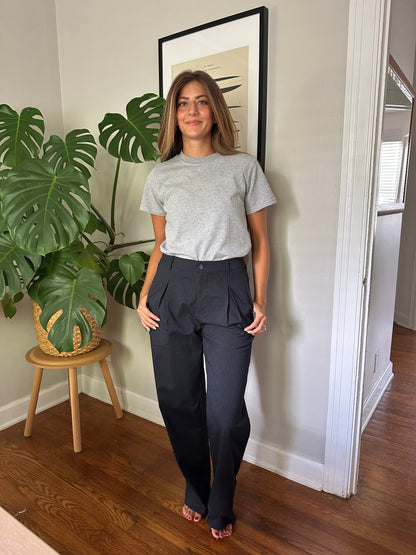Needii Blake Charcoal Pinstripe Straight Trouser Pants