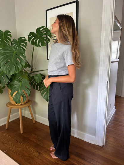 Needii Blake Charcoal Pinstripe Straight Trouser Pants