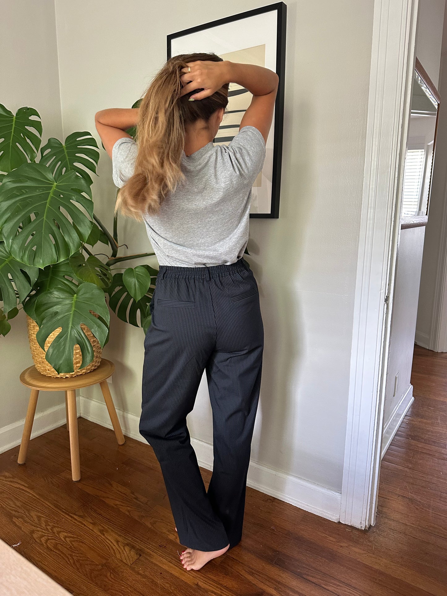 Needii Blake Charcoal Pinstripe Straight Trouser Pants