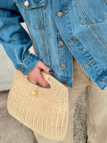 Riley Natural Straw Hard Clasp Clutch