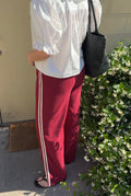 Piper Waffle Knit Stripe Track Pants (Maroon)
