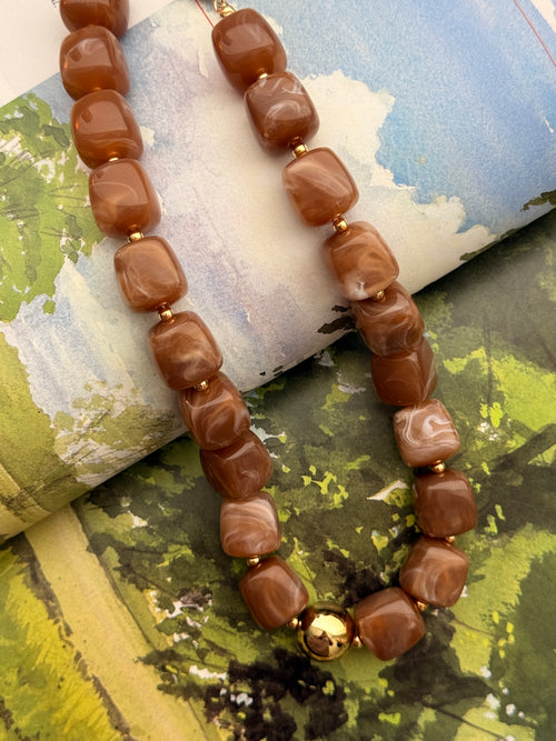 Jennifer Chunky Mocha Beaded Necklace