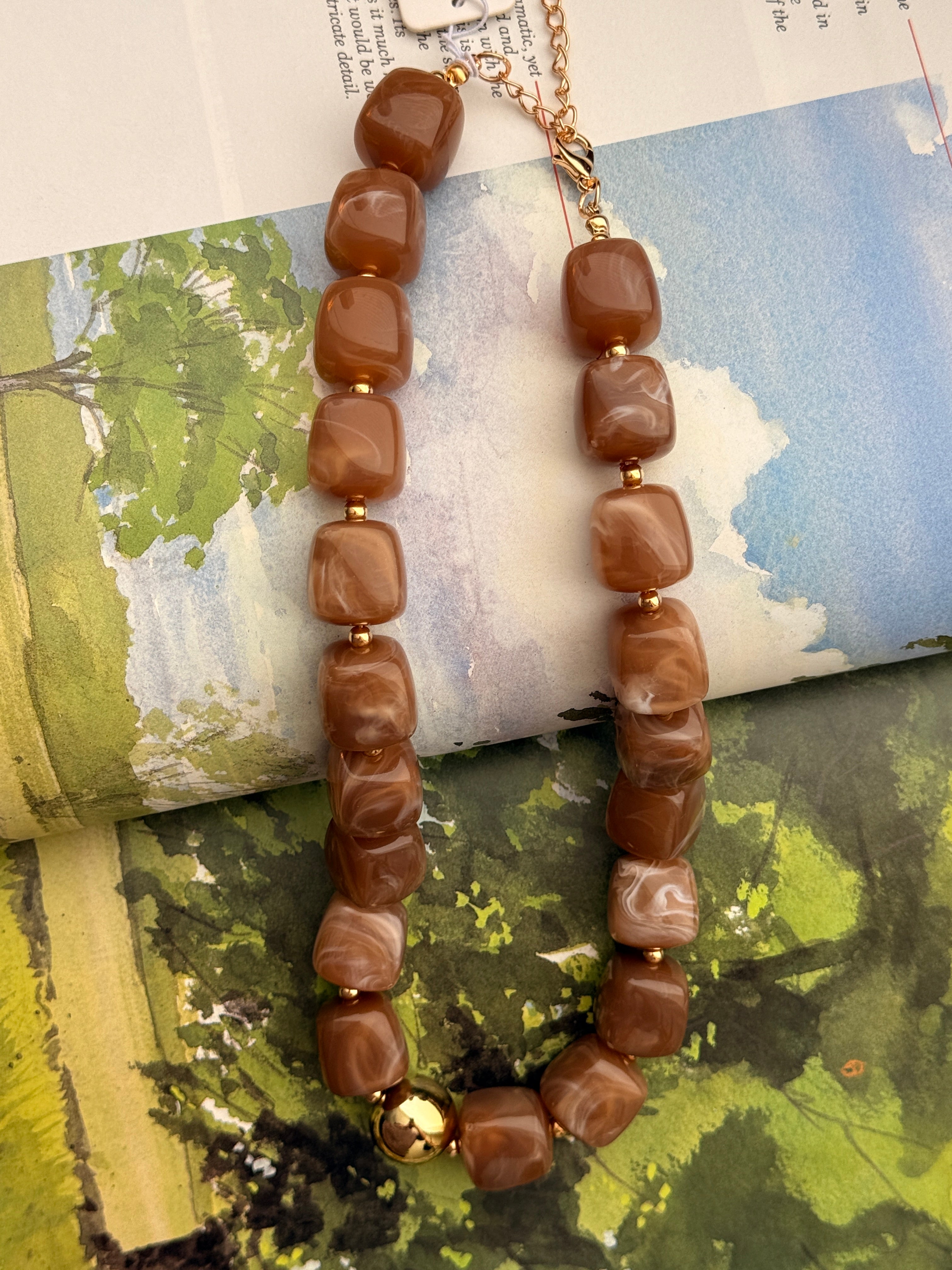 Jennifer Chunky Mocha Beaded Necklace