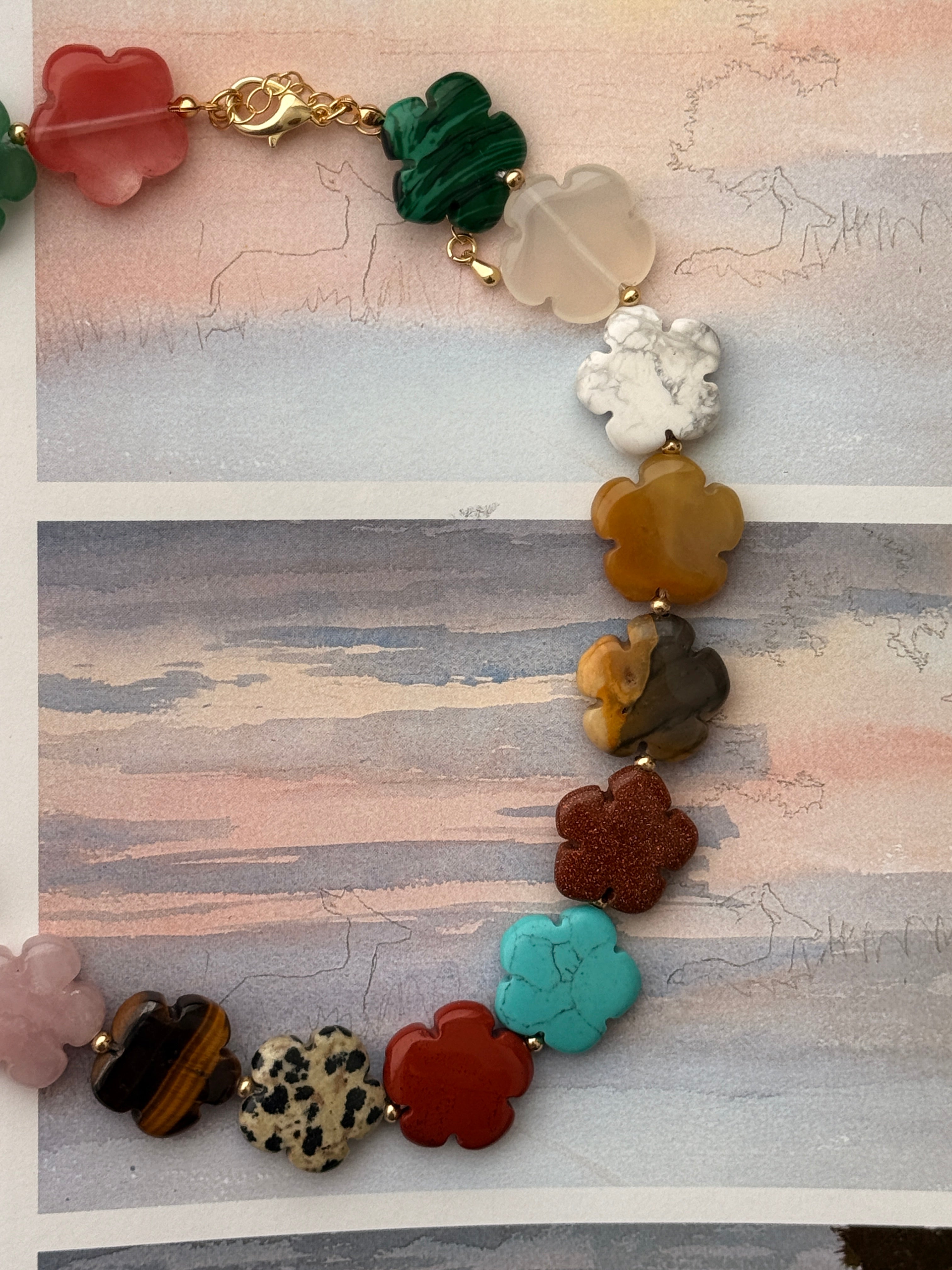 Jenni Multi Colored Clover Beaded Necklace