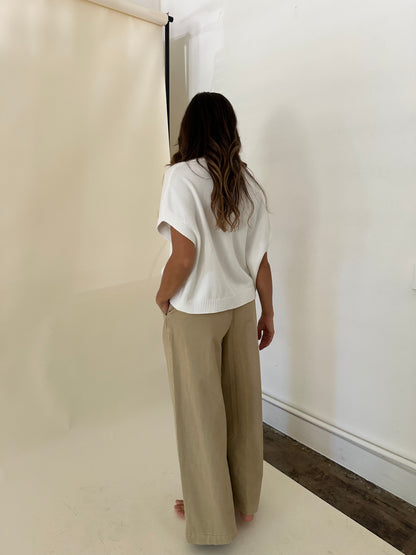 Miou Muse Dakota Khaki Wide Leg Denim Pants