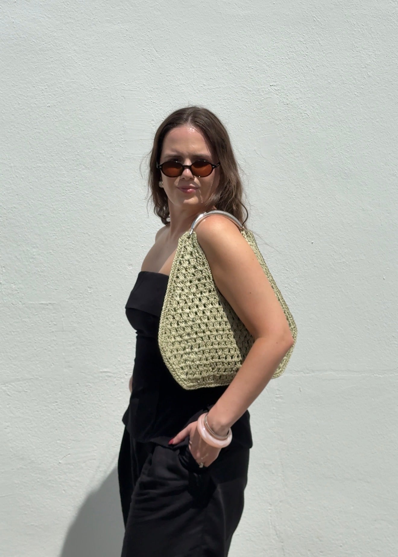 Iris Crocheted Open-Weave Bag (Two Colors)