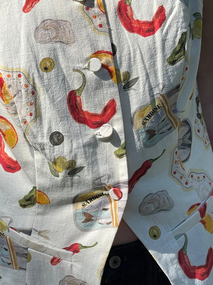 Bailey Rose Billie Coastal Picnic Printed Buttoned Vest Top