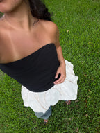 Sofie the Label Ella Black Longline Peplum Sleeveless Top