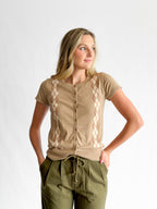 Alex Beige Plaid Pattern Buttoned Cardigan Top
