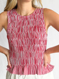 Alice Red Gingham Smocked Sleeveless Top