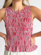 Alice Red Gingham Smocked Sleeveless Top