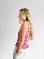Alice Red Gingham Smocked Sleeveless Top