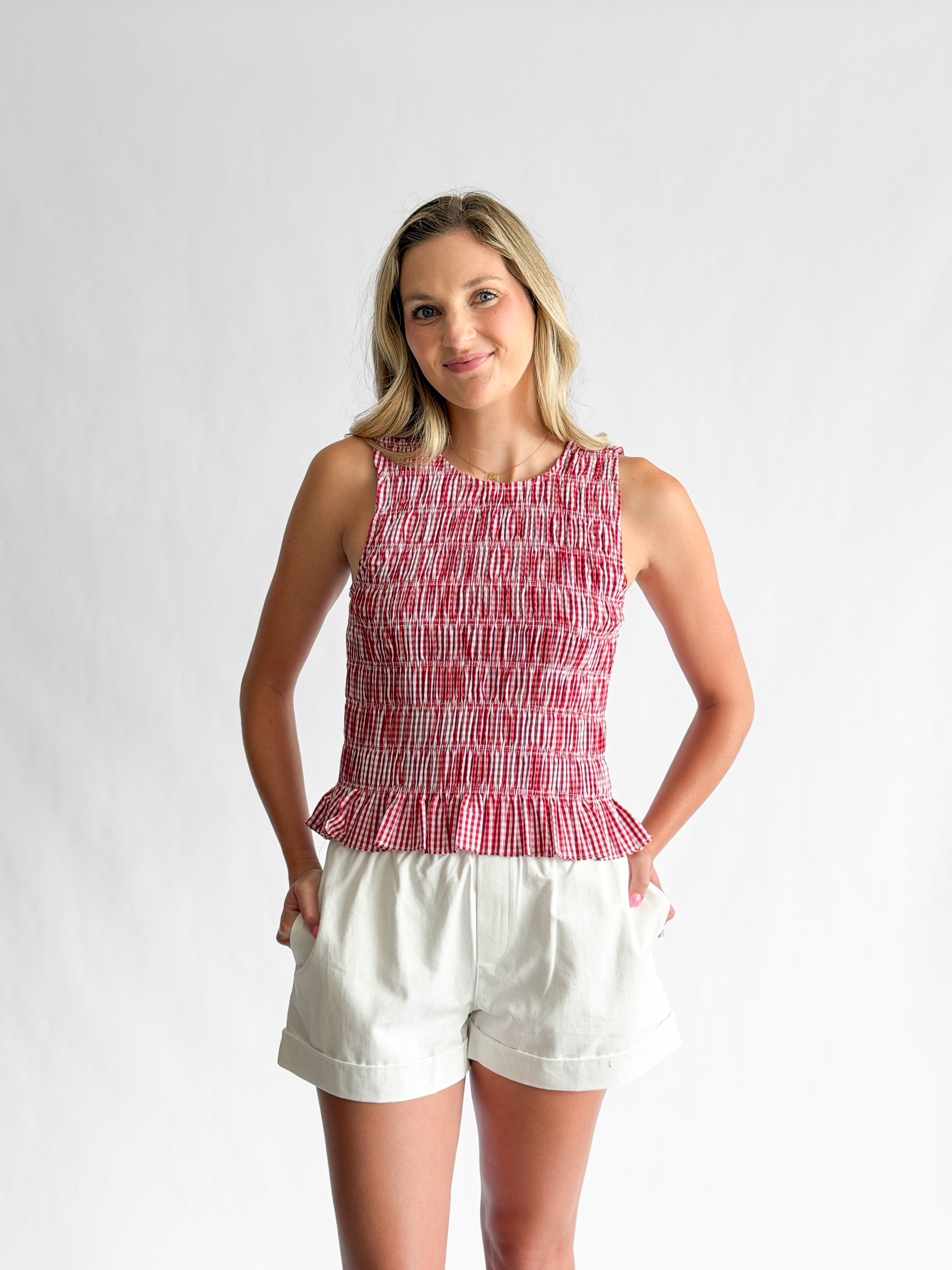 Things Between Amelia Folded Hem White Cotton Shorts